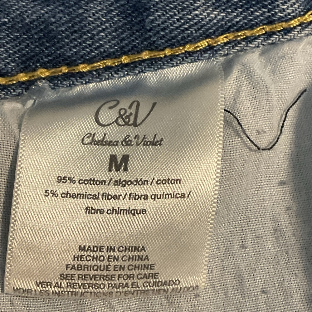 Chelsea & Violet Blue Colorblock Denim Jean Mini Skirt Sz Medium - Picture 6 of 6